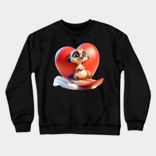 Surf's Up! Heartwarming Meerkat Surfer on Wave of Love Tee Crewneck Sweatshirt